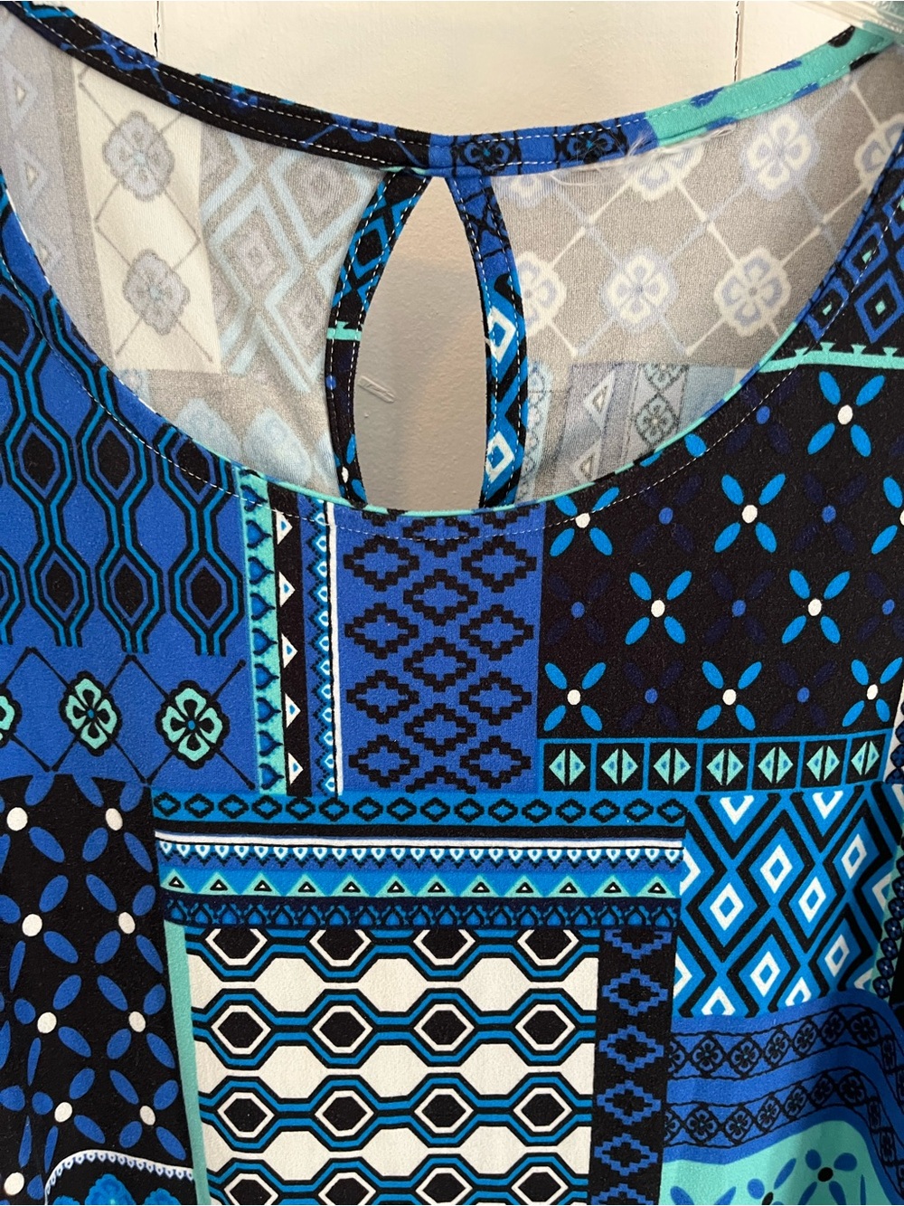 SALE 3/$15 Blue Geo Patchwork Print Swim Cover/ Sun Dress